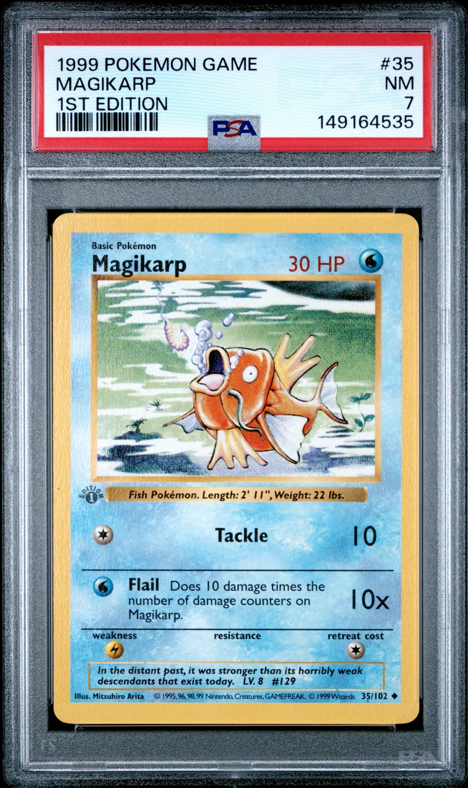1999 POKEMON GAME 1ST EDITION #35 MAGIKARP PSA 7