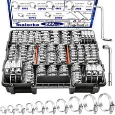 222pcs Hose Clamps Assortment Kit 14-2-34 Stainless Steel Adjust