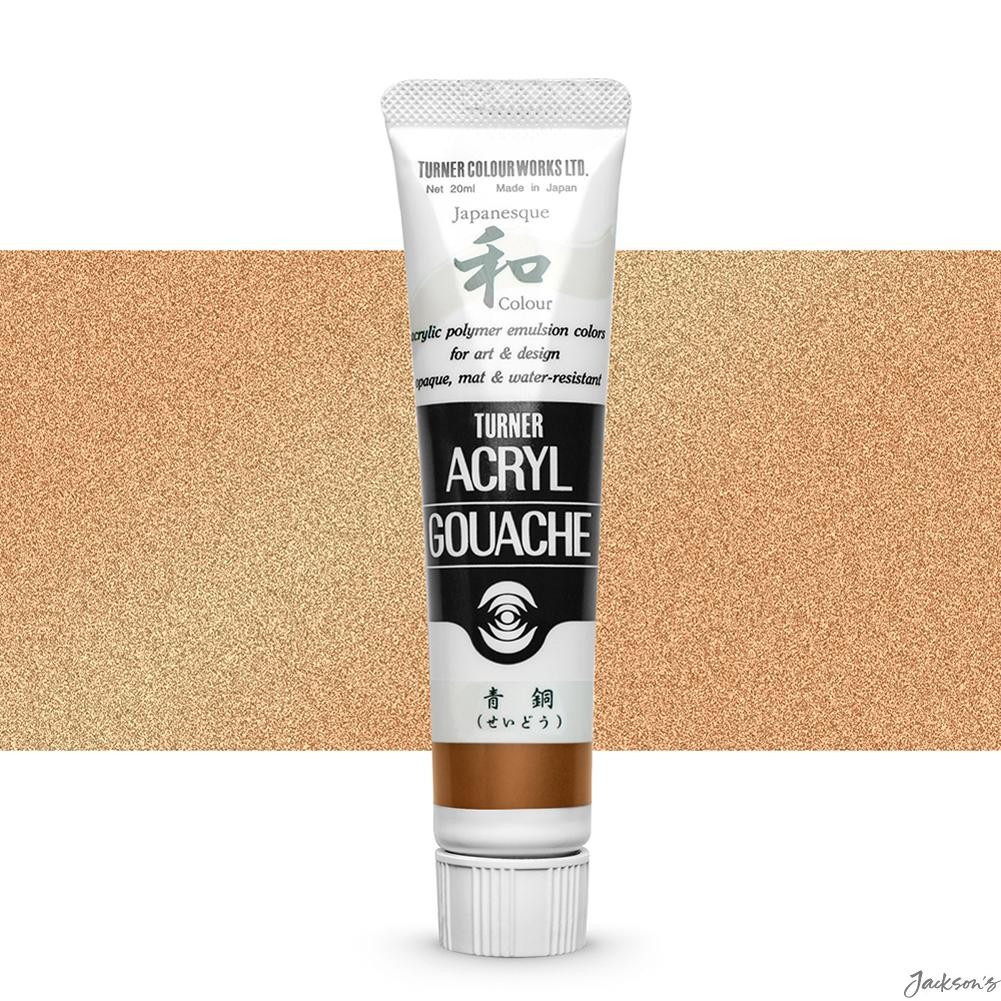 Turner Japanesque Acrylic Gouache Paint Titanium Mica 20ml Blue Bronze 375