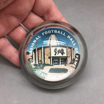 Professional Football Hall of Fame Canton Ohio Paperweight Souvenir Glass 3.25''
