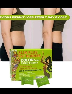 2 Packs Total 60 SLIM PLUS Fat BURNER Colon Detox-15 Days Cleanse 100%Organic
