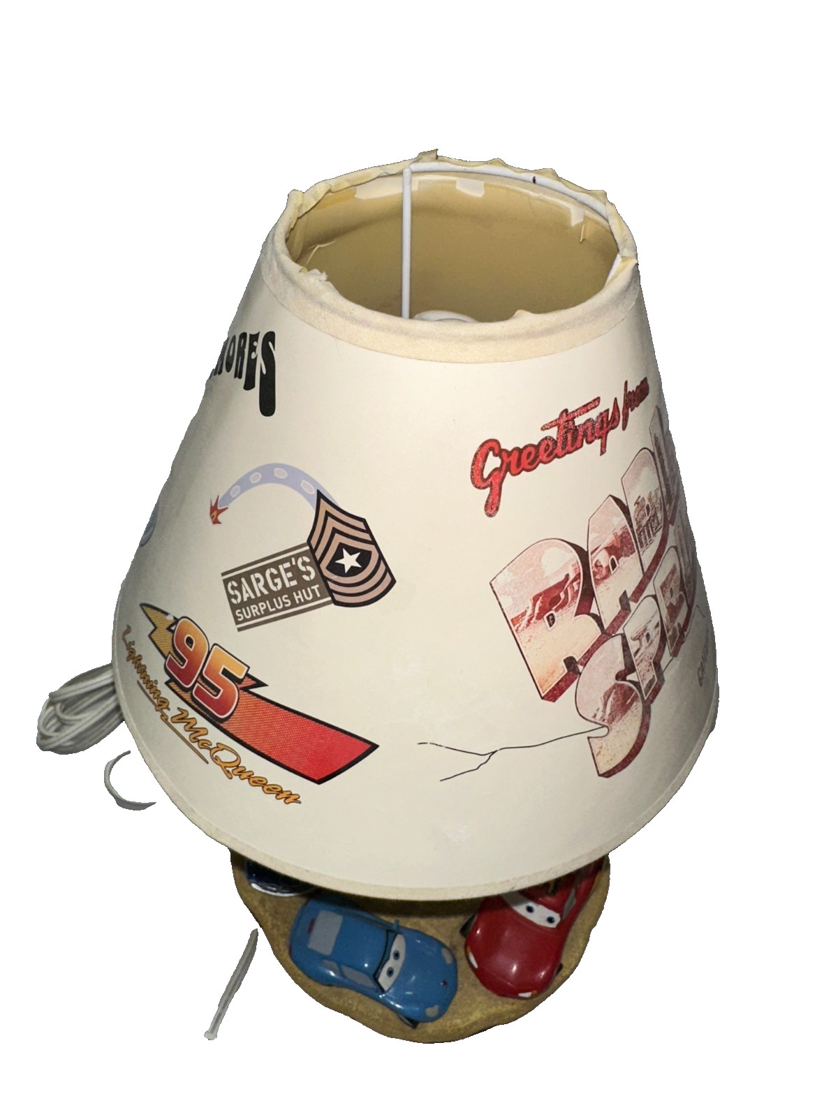 Disney Pixar Cars Table Lamp 3D Fire Truck Lightning McQueen Mater Sally-READ