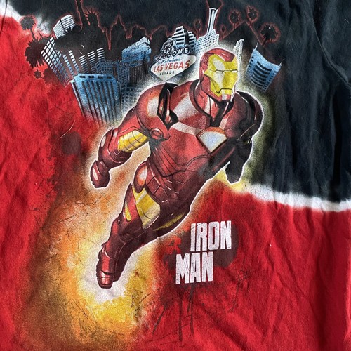 Rare Y2K Marvel Iron Man Las Vegas Tye Dye Shirt Youth Size XS - Picture 2 of 6