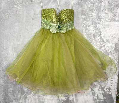 Sherri Hill Dress Womens 0 Green Pink Sequin Tulle Strapless Mini Fairycore Prom