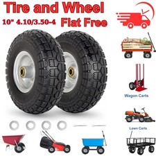 10 Inch 4.10/3.50-4 Flat Free Tire  Wheel for Garden Wagon Hand Truck Trolley