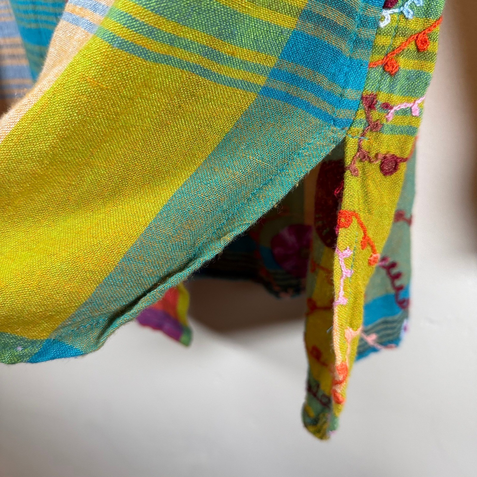 Soft Surroundings Patchwork Plaid Embroidered  Bu… - image 7