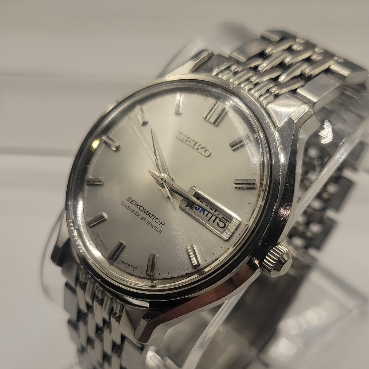 Seiko 8346-8000 Seikomatic-R Automatic 27 Jewels Silver Dial Day