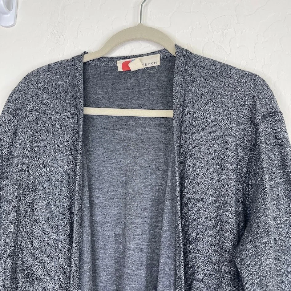 Free People Beach Bicoastal Duster Cardigan Sweater Gray Open Front Knit Size M - Image 3 of 4