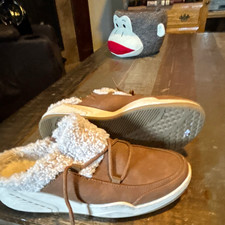 Skechers BOBS Womens Moccasin Slippers Brown Faux Leather Faux Fur Lined 7.5 W