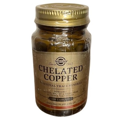 Solgar Chelated Copper 100 Tablets Essential Trace Mineral Dietary Supplement