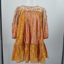 American Eagle Mini Dress Womens XS Orange Floral Cotton Boho Festival Aesthetic