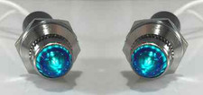 Pair Blue Pilot Dash Indicator Warning Lights 12v - Vintage Classic Hot Rod Pair Blue Pilot Dash Indicator Warning Lights 12v - Vintage Classic Hot Rod