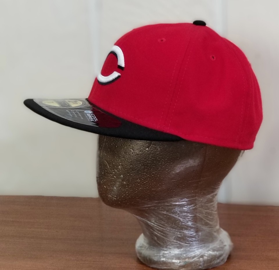 Reds Cincinnati New Era 59fifty Fitted Red Black Cool Base Hat Cap 7-1/ ...