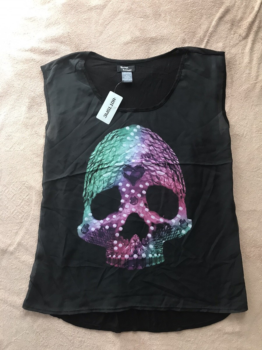 Womens Sugar Skull Top Blouse Hot Topic Size XL | eBay
