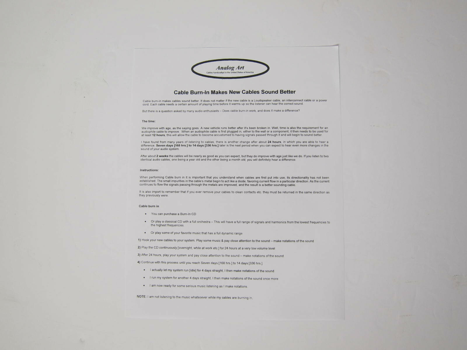 Analog Art Interconnects [Mogami W2534 Quad Cable & WBT-0144 Germany Lock Plugs]