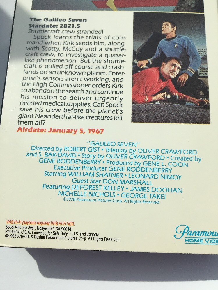Star Trek Classic VHS with Previews-Cat.14 The Galileo Seven