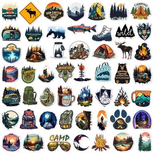 50X Outdoor Camping Vinyl Decal Graffiti Sticker Bomb Skate Laptop Guitar UK NEW - Picture 4 of 15