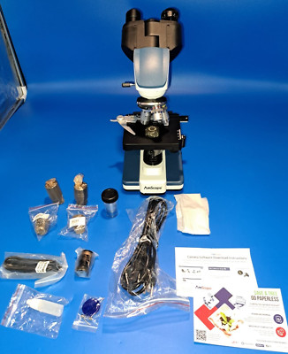 AmScope 120C (40X-2500X) LED Binocular Compound Microscope, 3D Stage, 5MP Camera