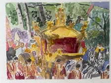 King Charles III's Coronation / Orig. W/C / 7 1/2" x10"/ Mimi Davis, Artist