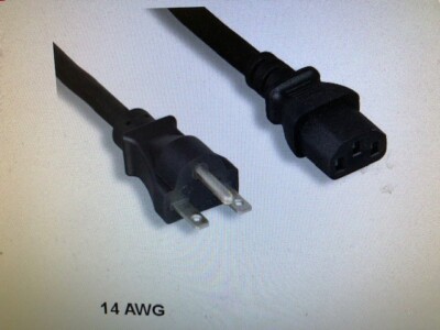 6ft Black AC Power Cable Cord NEMA 6-15P to IEC-60320 C13 14AWG 15A/250V SJT