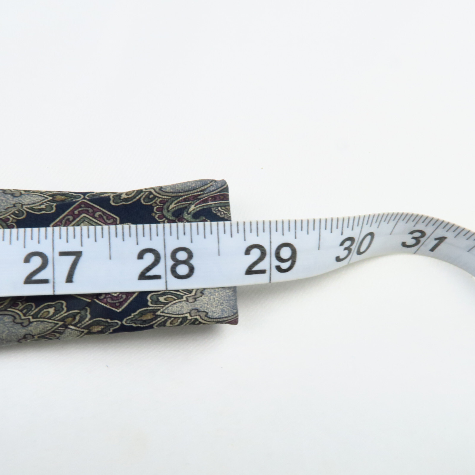 Vintage Strawbridge & Clothier Blue Paisley Fancy Geometric Stripe Neck Tie 57x4