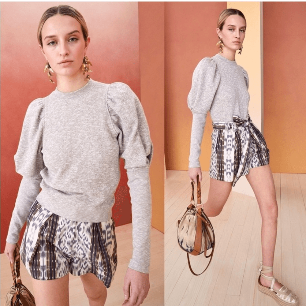 ULLA JOHNSON Philo puff sleeve pullover sweatshirt XS, Heather gray | eBay