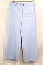 Loft Wide Leg Trouser Pants Womens size 10 Sky Blue Stretch Patch Front Pockets