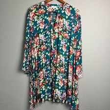 Umgee Women's Floral Swing Dress Sz Lg Cottagecore Boho Festival Kimono Sleeve