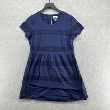 Old Navy Dress Womens Size Medium Blue Short Sleeve A Line Eyelet Knee Length