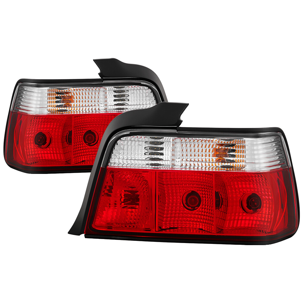 BMW 3-series 92-98 E36 4Dr Red Clear Rear Tail Lights Set