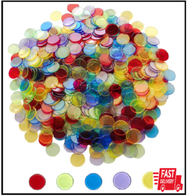 Yuanhe 500 Pieces of 3/4 inch Transparent Bingo Counting Chips for Bingo Game Pa