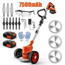 Electric Cordless Grass String Trimmer Lawn Edger Weed Wacker Cutter + 2 Battery