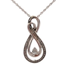 Designer 925 Sterling Silver Round Diamond Infinity Anniversary Pendant Necklace