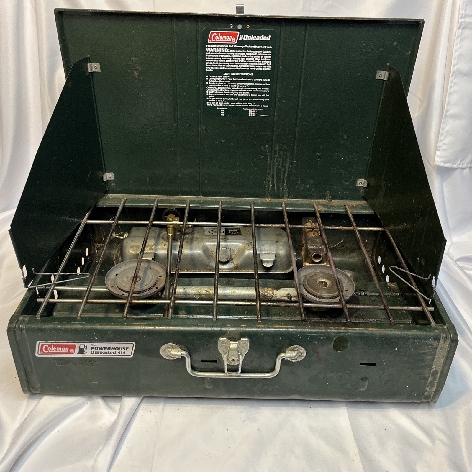 Coleman Powerhouse Unleaded 414 Dual Fuel 2 Burner Camp Stove Gas Metal Vintage 132017888712 eBay