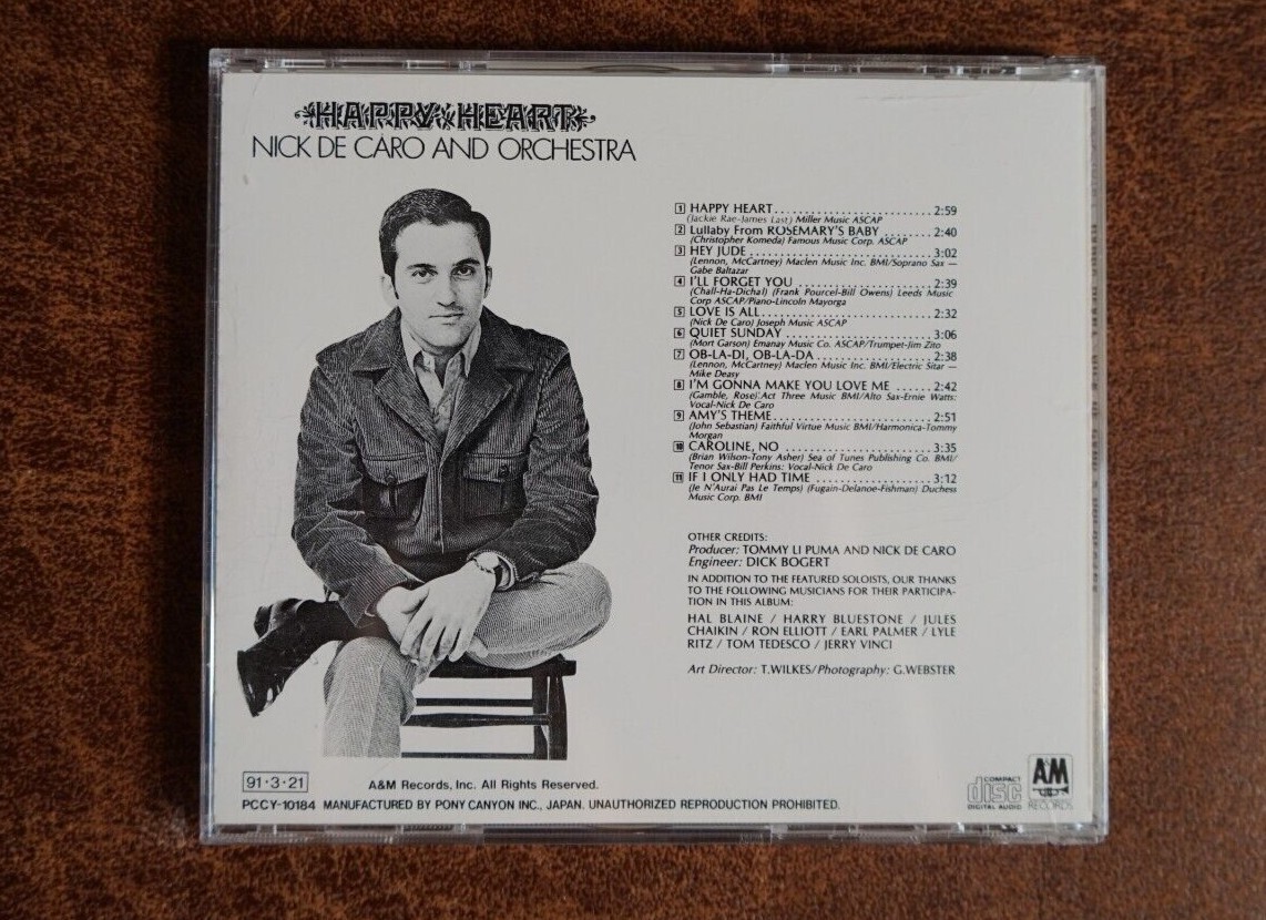 洋楽 Nick De Caro and Orchestra - Happy Heart Nick DeCaro And His Orchestra – Happy Heart – Vinyl (7