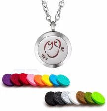 Essential Oil Diffuser Necklace Locket Pendant Stainless Steel Zodiac  