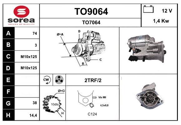 Démarreur voiture SNRA TO9064 compatible Toyota Rav4 et Carina E trois volumes