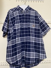 Tommy Hilfiger Large Block Striped White Blue Mens Short Sleeve Polo Shirt Vtg