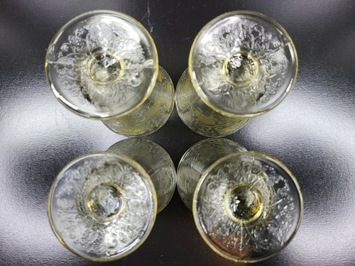 4 Hazel Atlas Florentine 2 Yellow Juice Glass Set 4" Depression Glassware Poppy - Picture 8 of 12