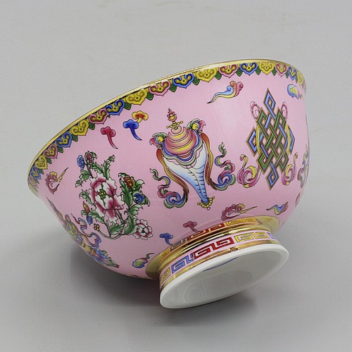 4.7inch Chinese Colour Enamels Porcelain Powder Ground Eight Treasures Bowl - Picture 8 of 14
