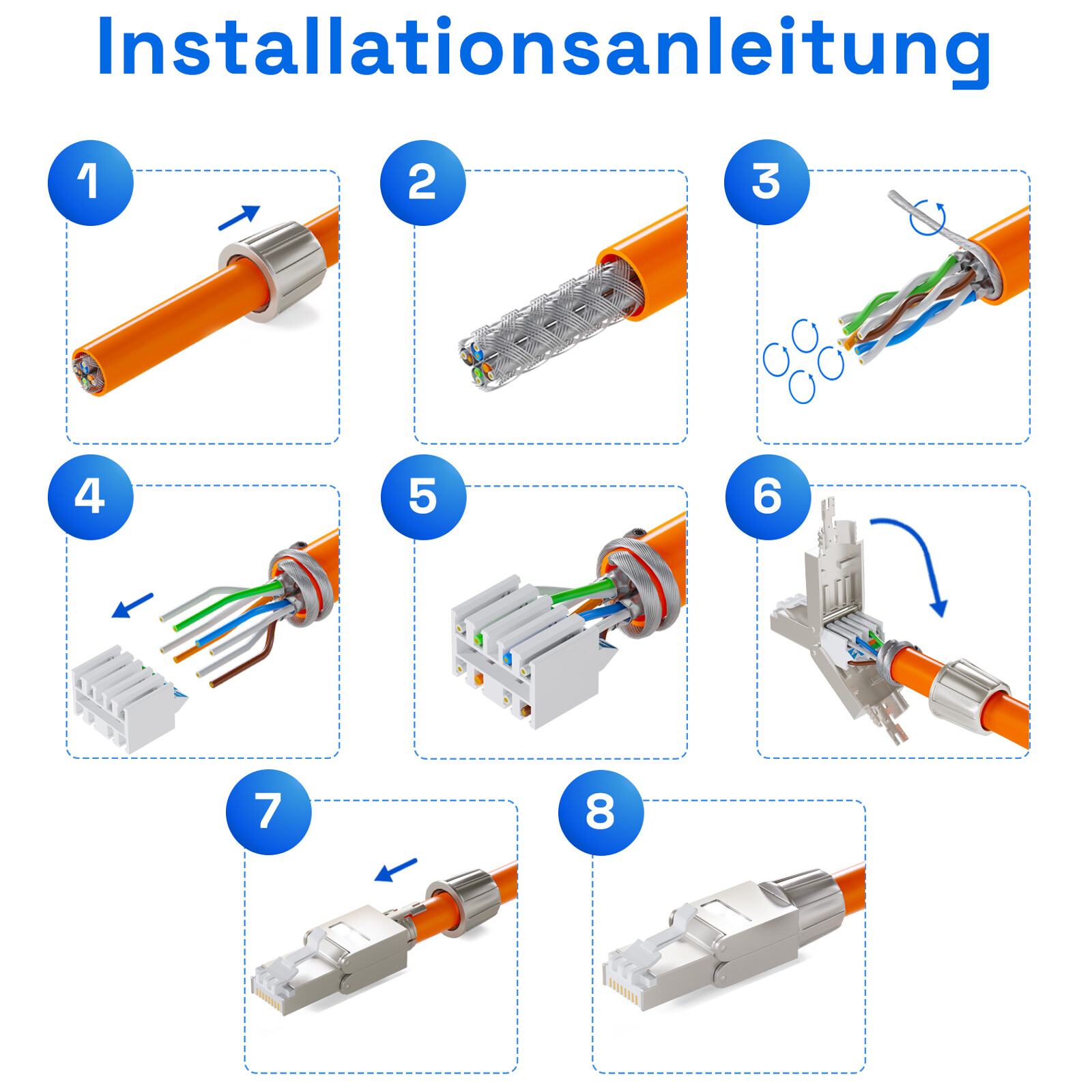 HB-DIGITAL CAT 7 Netzwerkstecker RJ45 für Verlegekabel (5712  