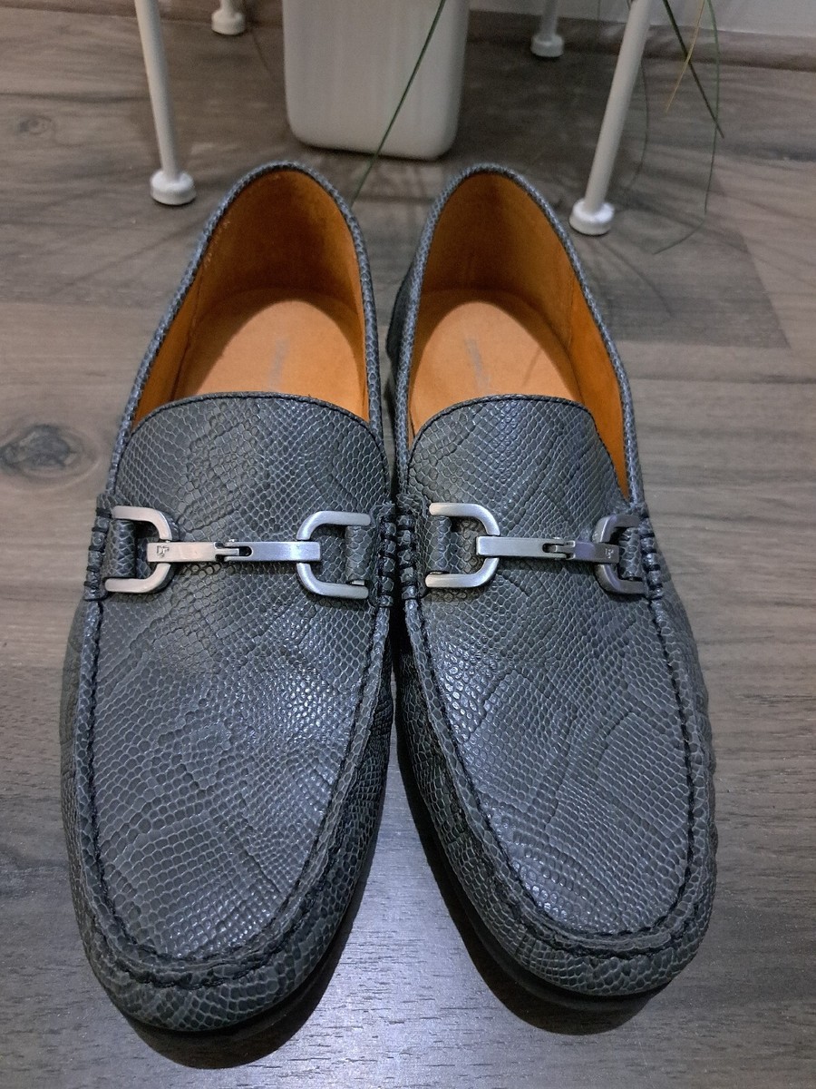 EUC Donald J. Pliner Men Loafer Leather Gray Horsebit Snake  display picture 3