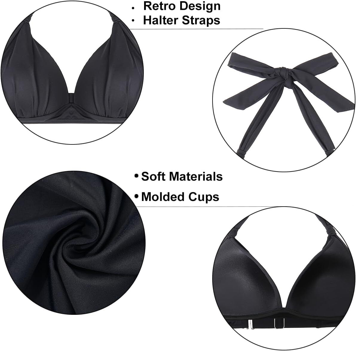 Yonique Women Halter Bikini Top Only Padded Swimsuits Tops Vintage Bathing Suit eBay