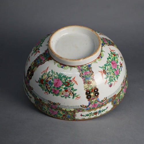 Antiguo lavabo grande chino medallón rosa porcelana con escena de jardín siglo XX - Imagen 5 de 9