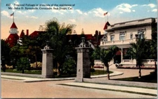 San Diego CA Coronado Residence Mr John D Spreckels Tropical Vintage Postcard