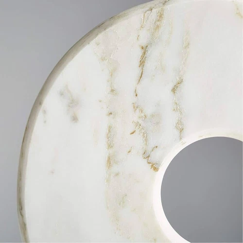 CYAN DESIGN 02309 WHITE DISK ON STAND LARGE MARBLE ART SCULPTURE HOME DECOR - Picture 2 of 2