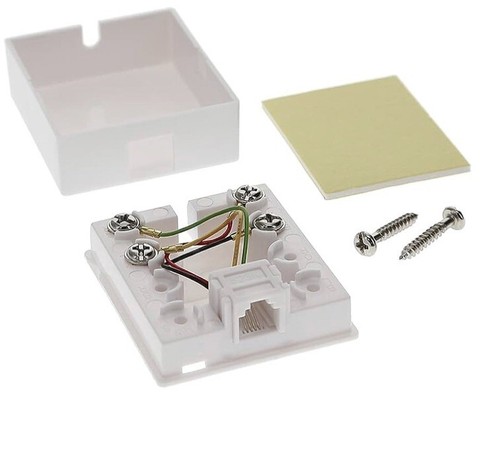 RJ11 (6P4C) Modular Single Port Aufputz Klinke Box weiß für Telefon 10er Pack - Bild 4 von 5
