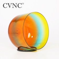 6" Note E Rainbow Colored Clear Solar Plexus Chakra Quartz Crystal Singing Bowl