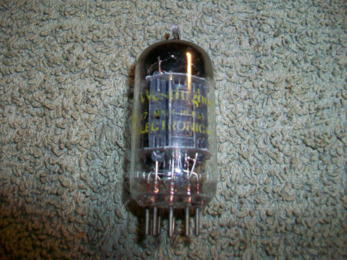Vintage Westinghouse 12AU7/ECC82 Black Plate Top D Getter Tested Good