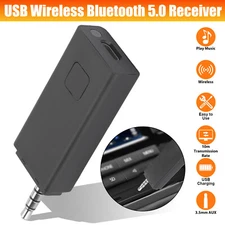 Bluetooth 5.0 Wireless USB Audio Receiver Adapter 3.5mm Aux for Car